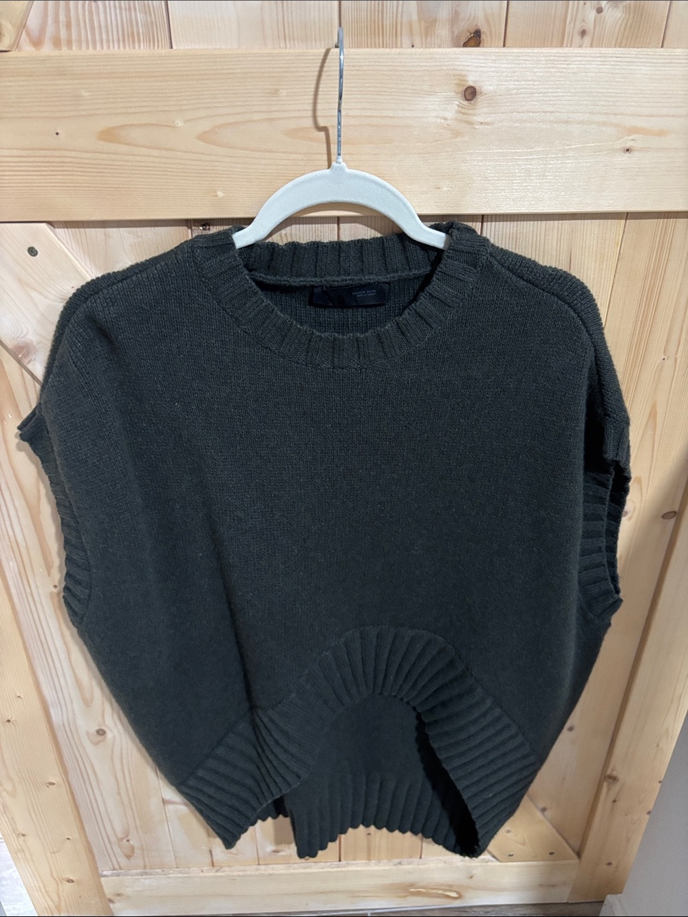 Zara Olive Sleeveless Knit Poncho Sweater